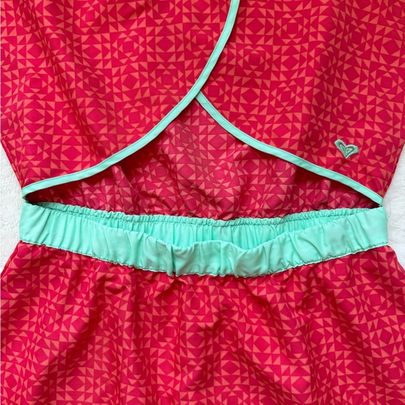 ❌SOLD❌Roxy Dress Teen's Large Red Geometric Mini Back Cutout Short Sleeve Swim - Picture 10 of 14
